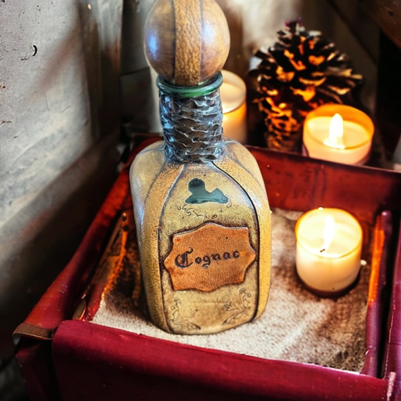 Vintage Italian Leather Wrapped Cognac Bottle - Picture 14 of 16